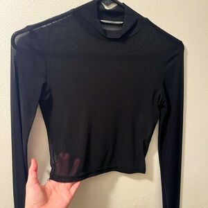 Cropped mesh long sleeve